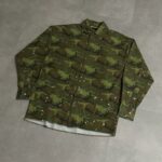 Palm Angels Green Camo Logo Print Long Sleeve Shirt