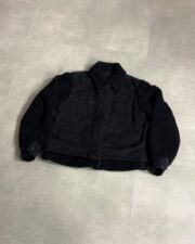 MM6 Black Denim Shearling Sleeve Jacket