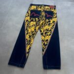 Evisu Pant with External Selvedge And Yellow Print