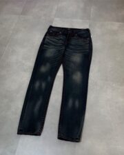 True Religion Nekkar Dark Wash Rocco Pant with Red Stitching