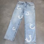 True Religion Light Wash Bobby Relaxed Pant with Flap Puff Print
