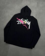 Stussy Black Vintage Graffiti Logo Hoodie - Image 2