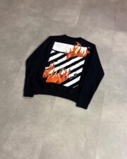 Off-White Black Diagonal Fire Crewneck - Image 2