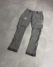 Marithé + François Girbaud Grey Floral Medieval-Texture Pant