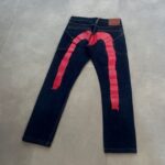 Evisu Pant with Red Daicock And Lateral Pockets