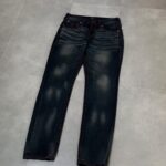 True Religion Nekkar Dark Wash Rocco Pant with Red Stitching