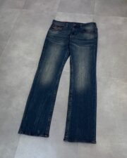 True Religion Street Lights Dark Wash Ricky Relaxed Straight Pant with Red Stitching
