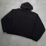 Stussy Washed Black Embroidered Relaxed Hoodie